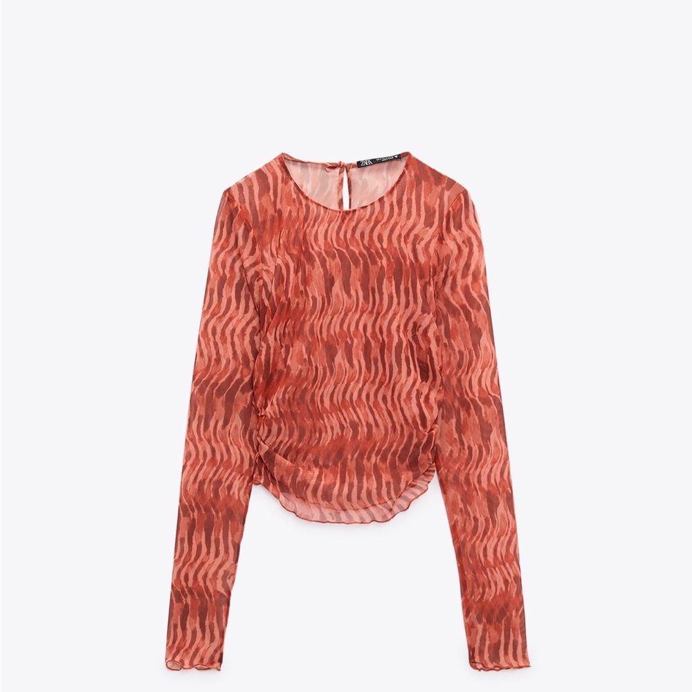 Zara printed tulle top & skirt- red & white